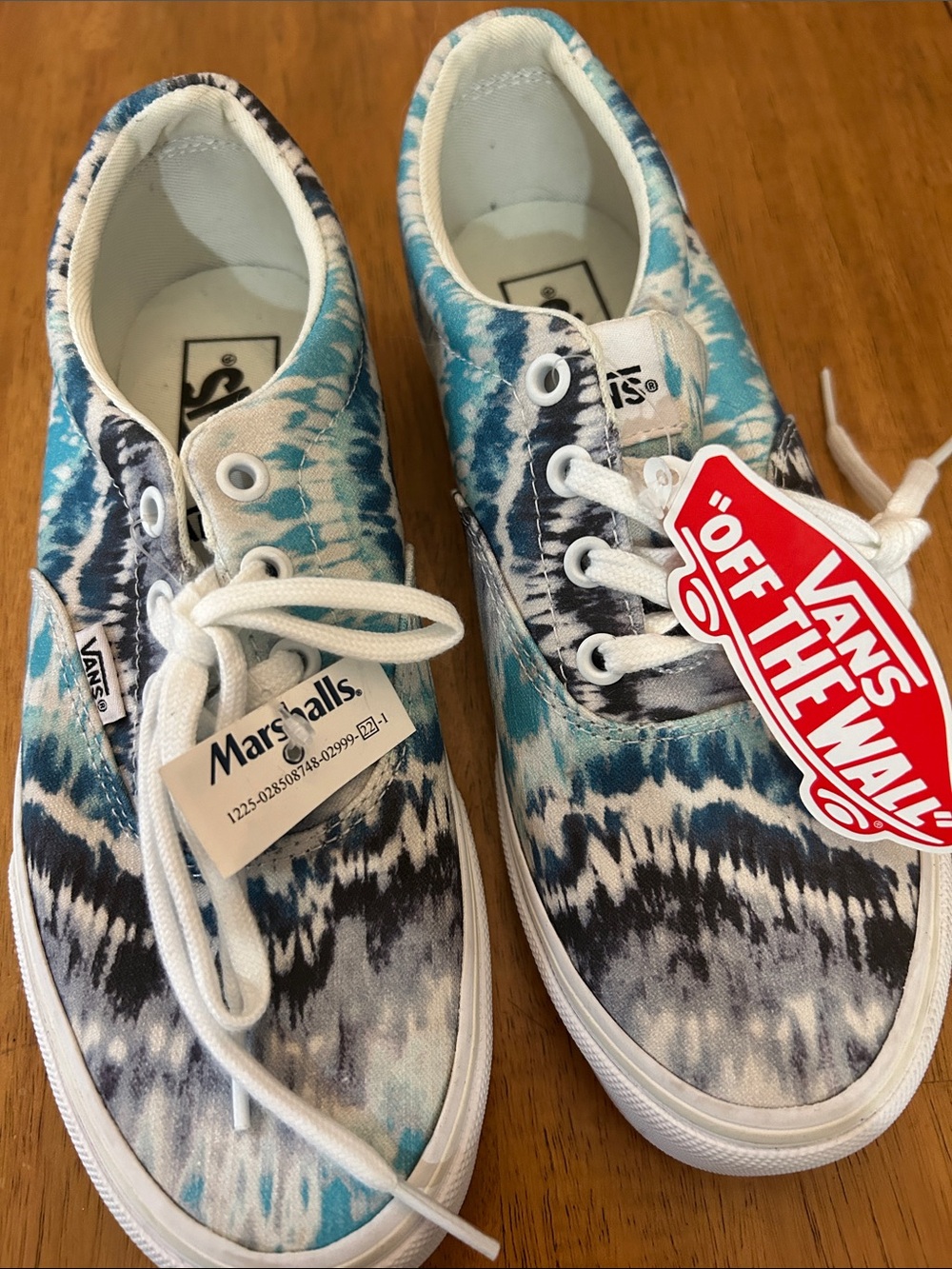 Vans Kids Tie-Dye Canvas Sneakers in Teal/Black/White